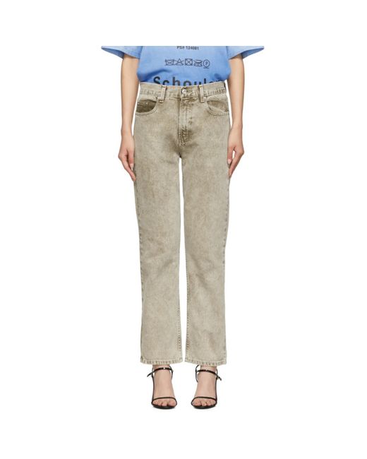 Proenza Schouler Taupe Crop Straight Jeans