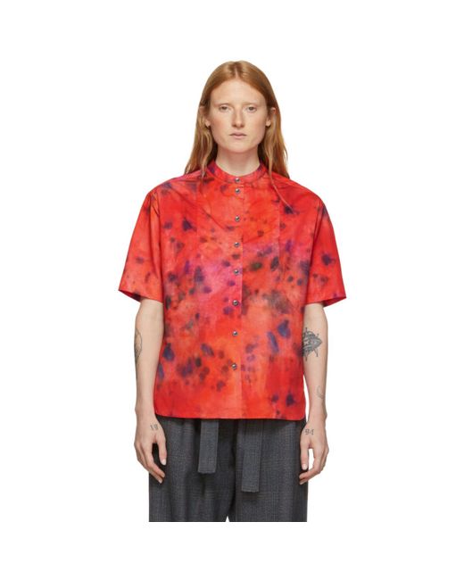 Rokh Red Tie and Dye Short Sleeve Shirt