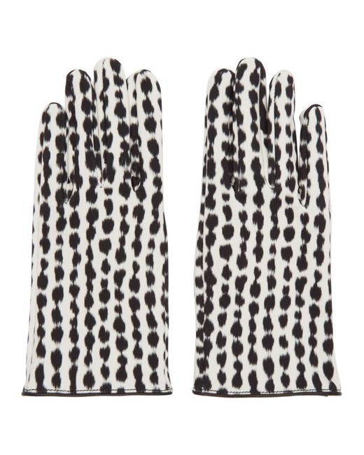 Raf Simons Black and White Animal Print Gloves