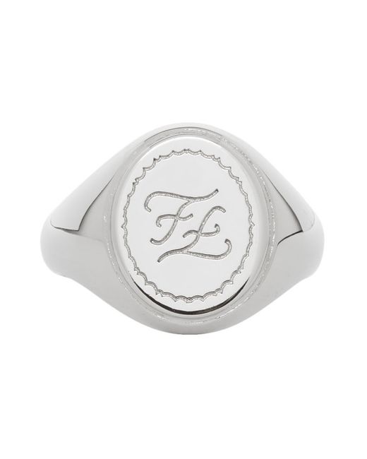 Fendi Silver Karligraphy Signet Ring