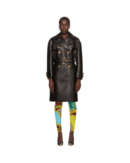 Versace Leather Belted Trench Coat
