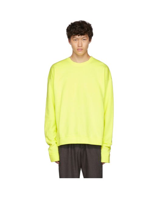 The Elder Statesman Yellow Dip Dye Fleece Sweatshirt