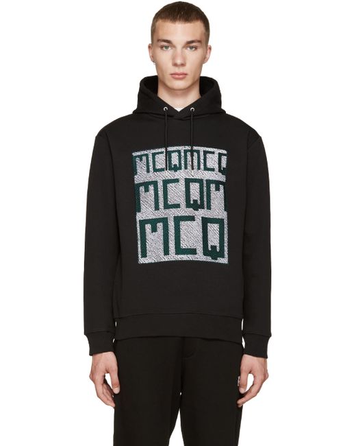 McQ Alexander McQueen Black Embroidered Logo Hoodie