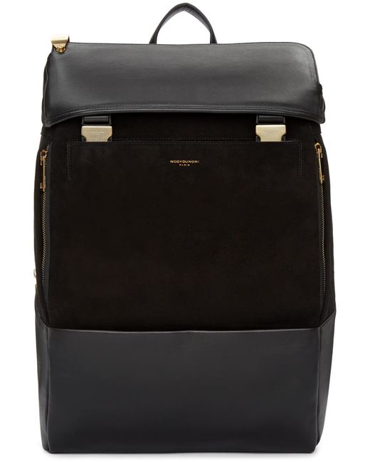 Wooyoungmi Black Suede and Leather Backpack