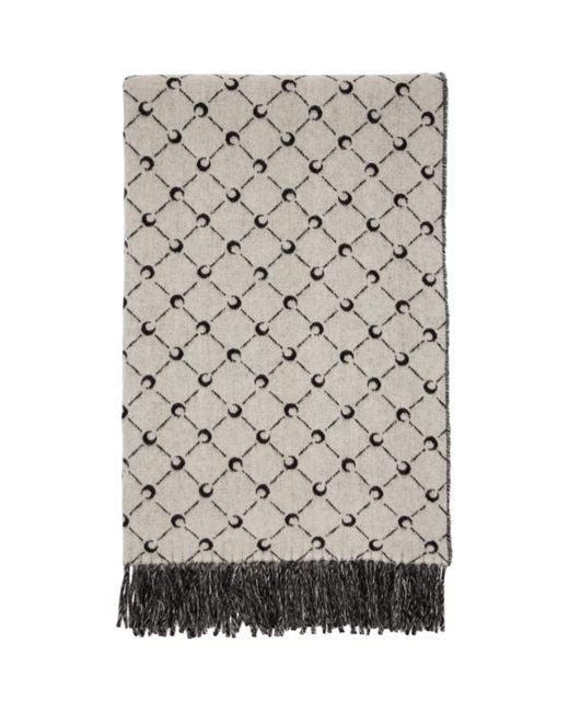 Marine Serre Black and White Wool All Over Moon Scarf