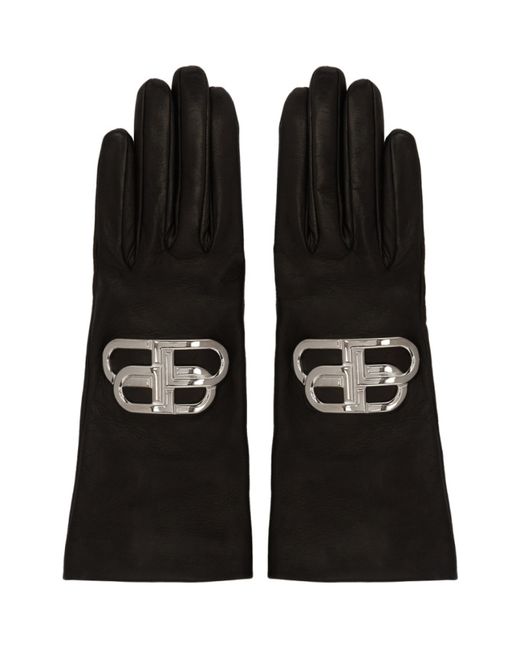 Balenciaga Black and Silver BB Gloves