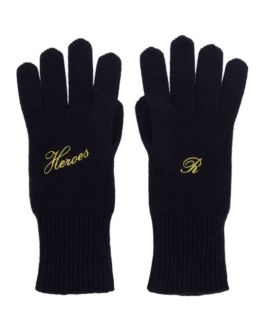 Raf Simons Navy Cashmere Heroes Gloves