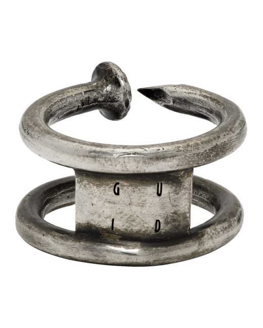 Guidi Silver Nail Double Ring