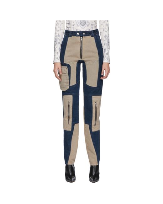GmBH Navy and Beige Patchwork Antje Jeans