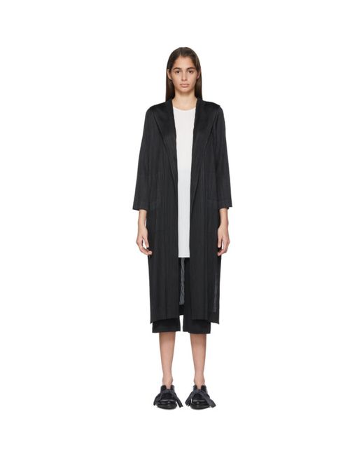 Pleats Please By Issey Miyake Pleated Hooded Coat