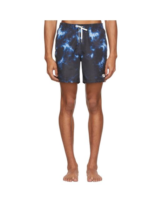 Bather Black and Blue Shibori Swim Shorts