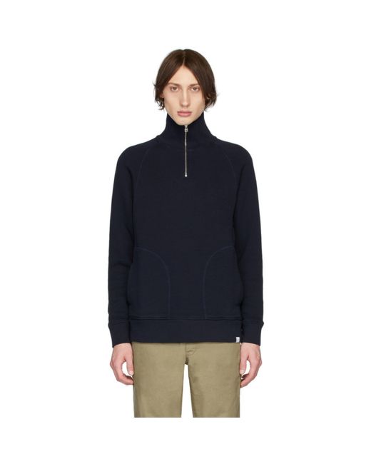 Norse Projects Navy Alfred Half-Zip Pullover