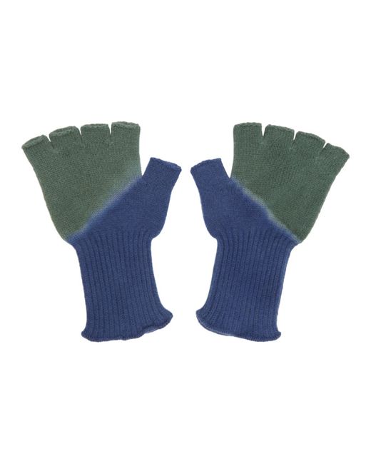 The Elder Statesman Green and Blue Hot Fingerless Gloves