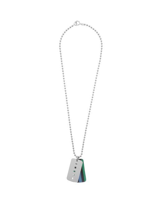 Marni Silver and Green Dogtag Necklace