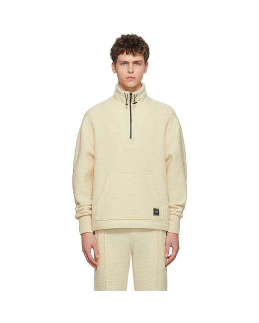 AMI Alexandre Mattiussi Off-White Wool Half-Zip Sweater