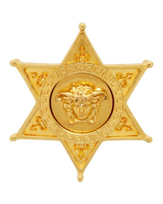 Versace Gold Sheriff Medusa Badge Brooch
