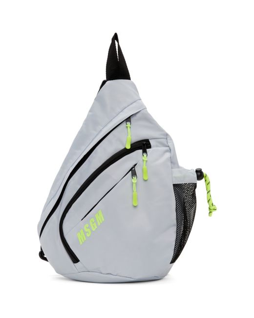 Msgm Grey Logo Monostrap Backpack