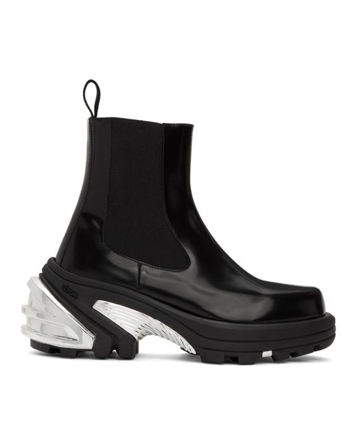 1017 Alyx 9Sm Black and Silver Removable Sole Chelsea Boots