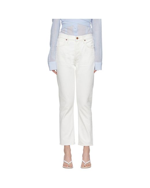 Citizens of Humanity White Charlotte High-Rise Straight Jeans