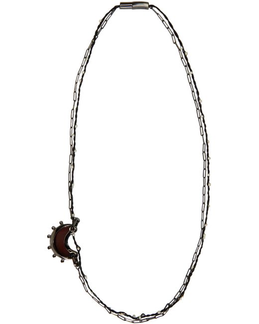 Lanvin Gunmetal Moon Necklace