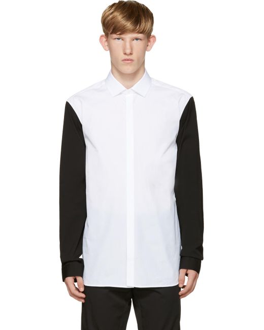 Neil Barrett White and Black Contrast Sleeve Shirt