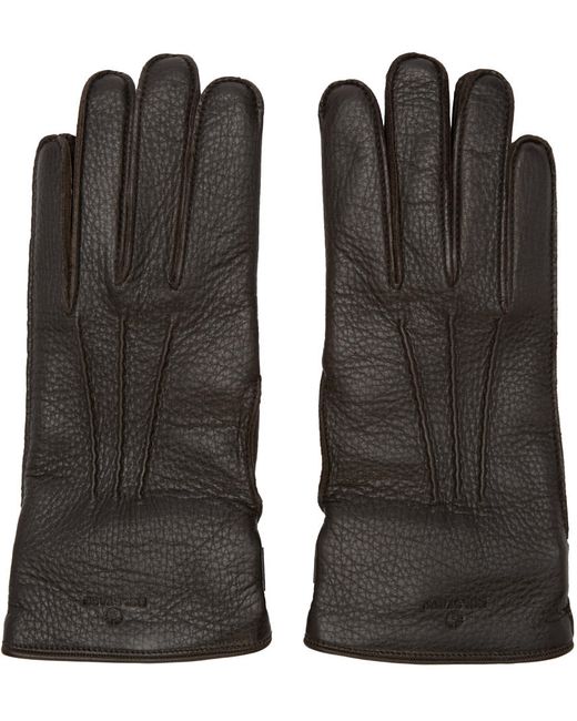 Belstaff Brown Leather Buckle Gloves