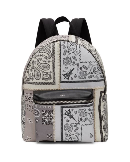 Amiri Grey and Off-White Bandana Reconstruction Classic Backpack