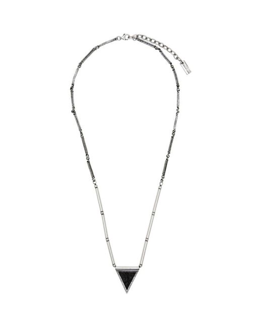 Saint Laurent Silver Leather Triangle Necklace