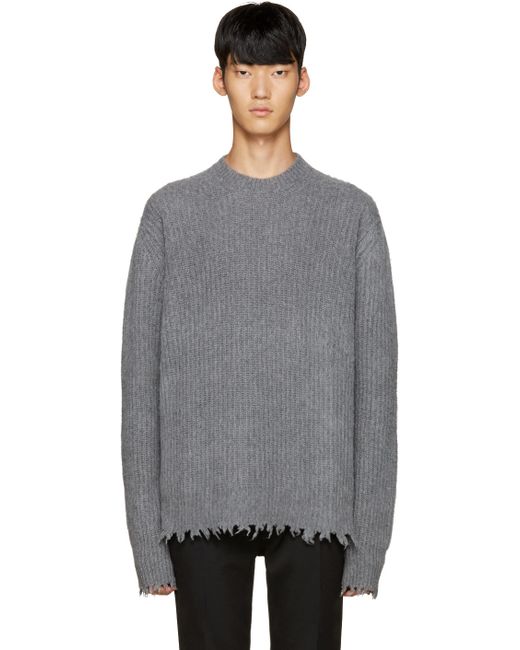 Msgm Grey Unfinished Sweater