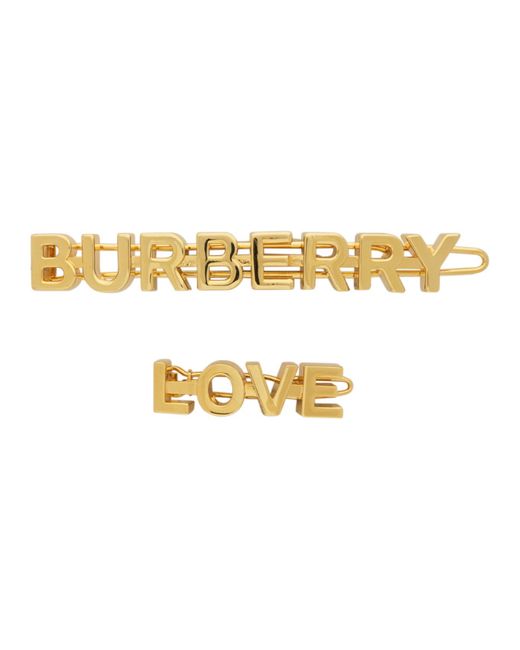 Burberry Gold Logo and Love Hair Clips