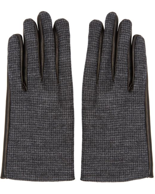 Lanvin Grey Wool and Leather Gloves