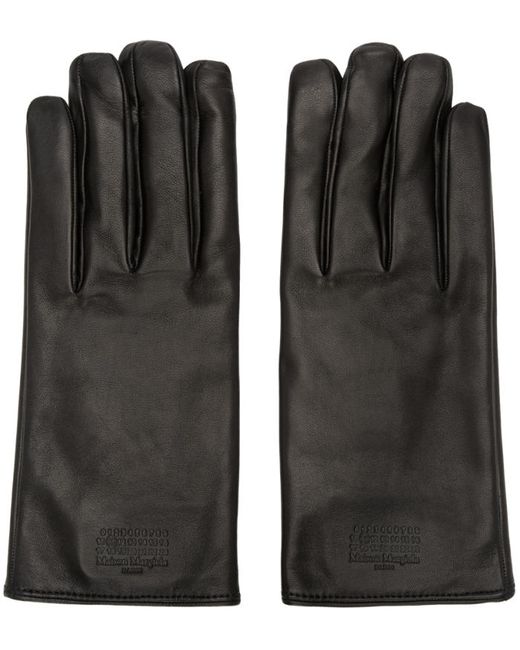 Maison Margiela Black Leather Logo Gloves