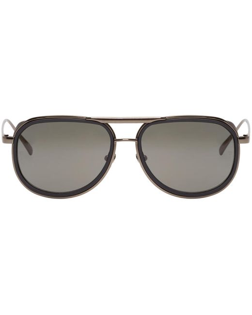 Linda Farrow Luxe Black Rubberized Sunglasses