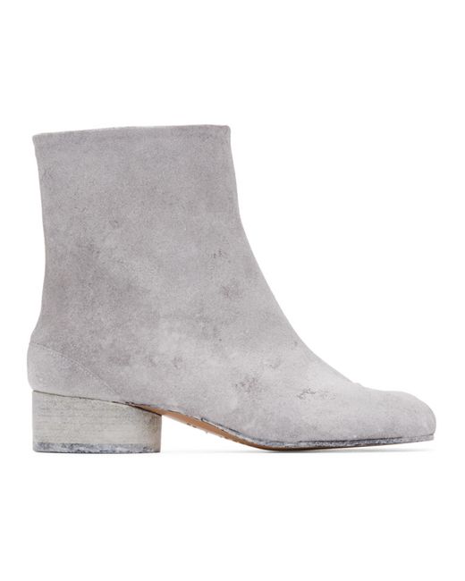 Maison Margiela SSENSE Exclusive White Painted Tabi Low Heel Boots