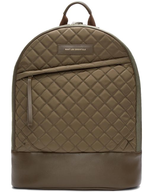 Want Les Essentiels Khaki Quilted Canvas Kastrup Backpack