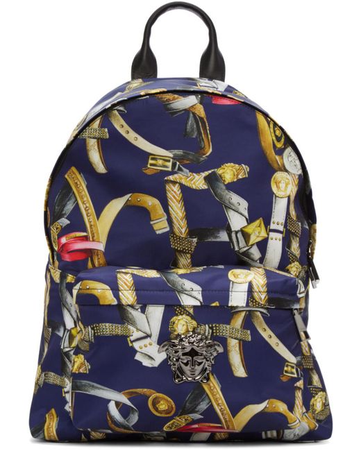 Versace Multicolor Belts Print Backpack