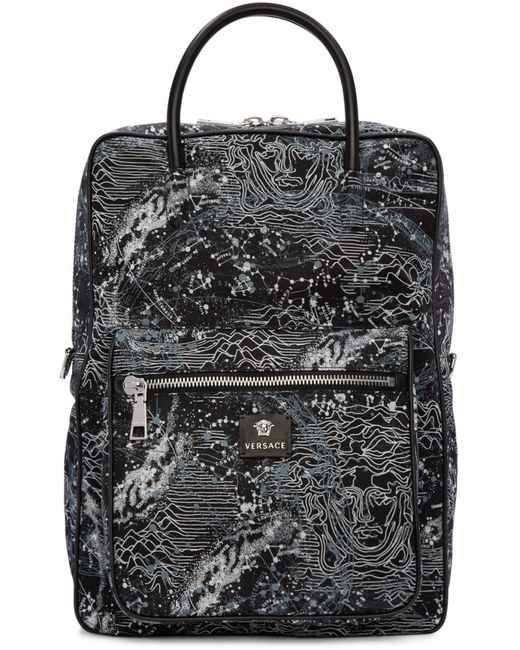 Versace Black Constellations Print Backpack
