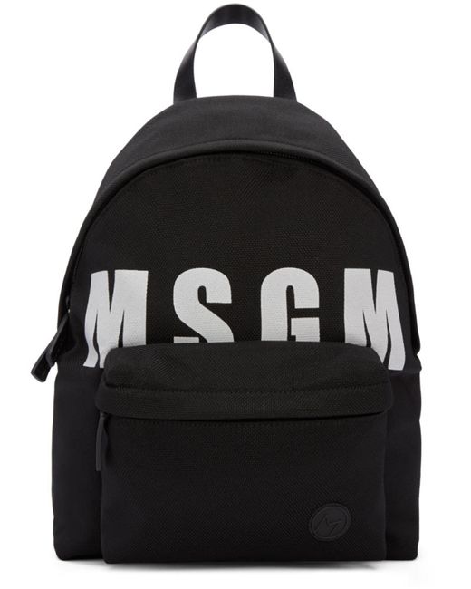 Msgm Black Logo Backpack