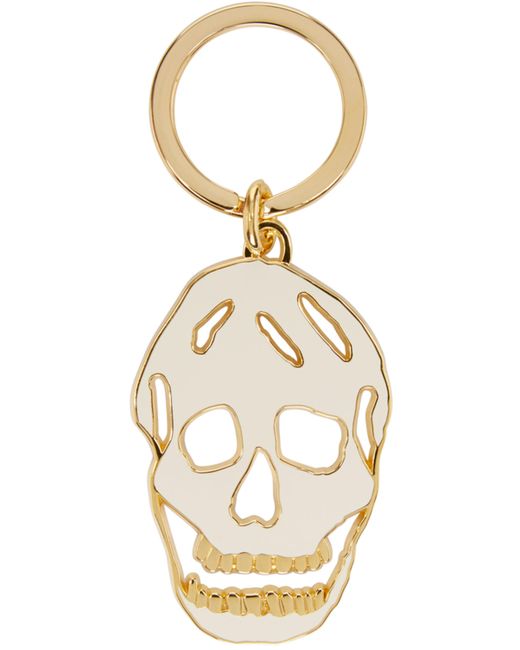 Alexander McQueen White and Gold Cut-Out Skull Keychain