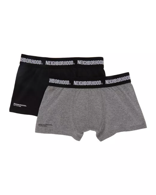 Neighborhood Two-Pack Black and Grey Logo Boxer Briefs