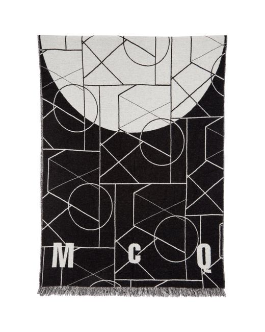 McQ Alexander McQueen Black and Off-White Geometric Scarf