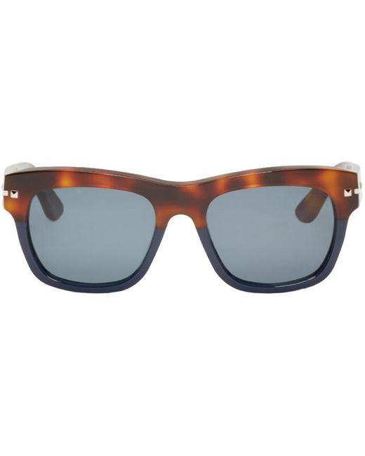 Valentino Brown and Navy Rockstud Sunglasses