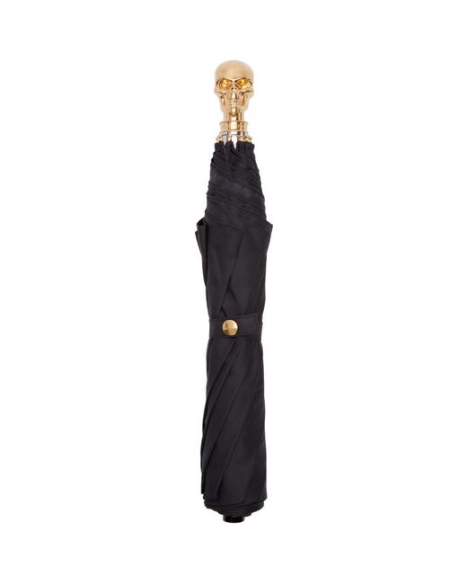 Alexander McQueen Black and Gold Skull Umbrella