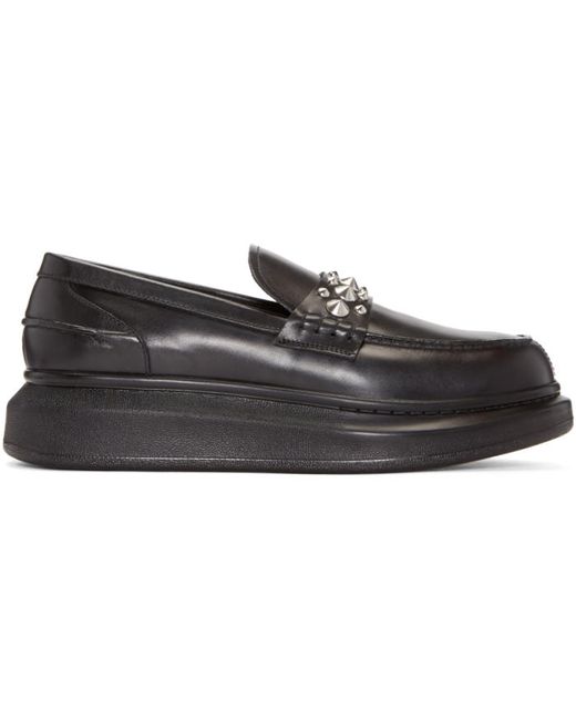 Alexander McQueen Black Studded Platform Loafers