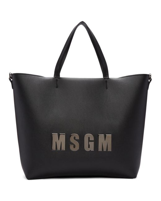 Msgm Black Logo Shopper Tote