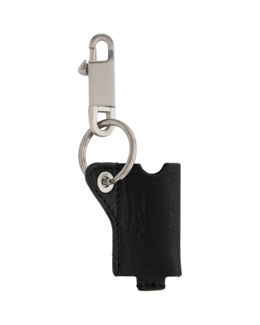 Rick Owens Black Leather Tiny Lighter Case Keychain