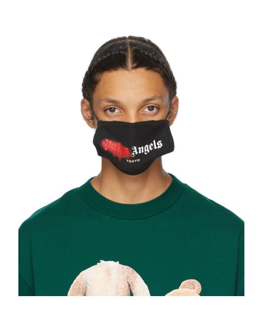 Palm Angels Black and Red Spray Logo Mask