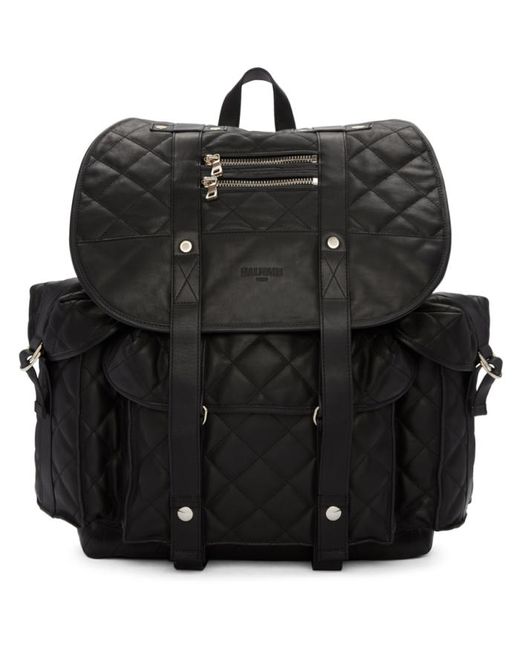 Balmain Black Quilted Backpack