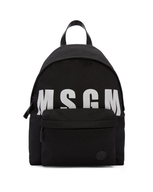 Msgm Black Logo Backpack