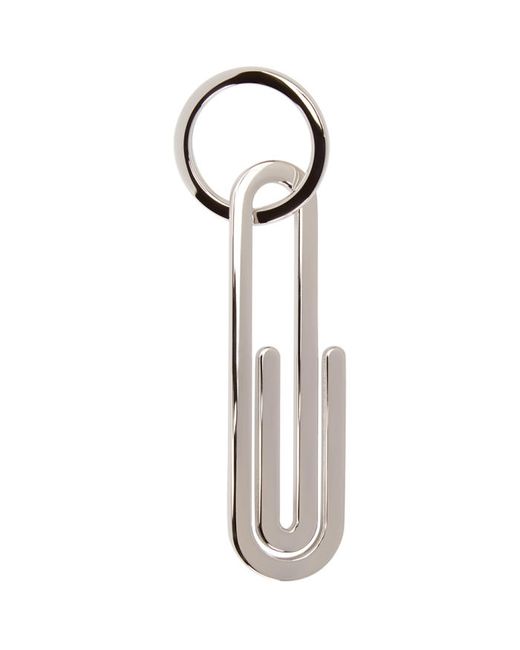 Thom Browne Silver and Tricolor Paperclip Keychain
